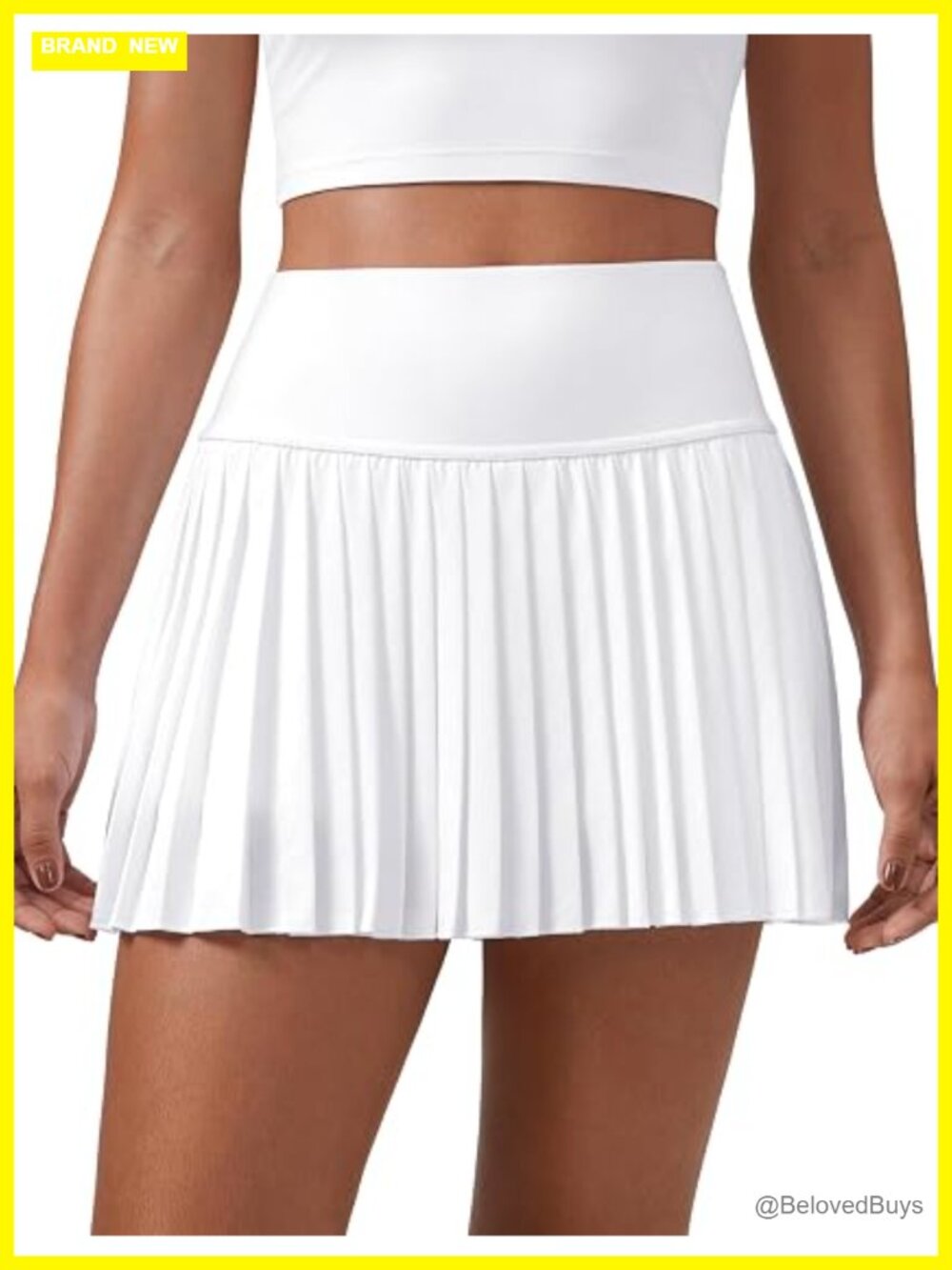 High Waisted Pleated Tennis Skort with Pockets - Mini Lined Tummy Control